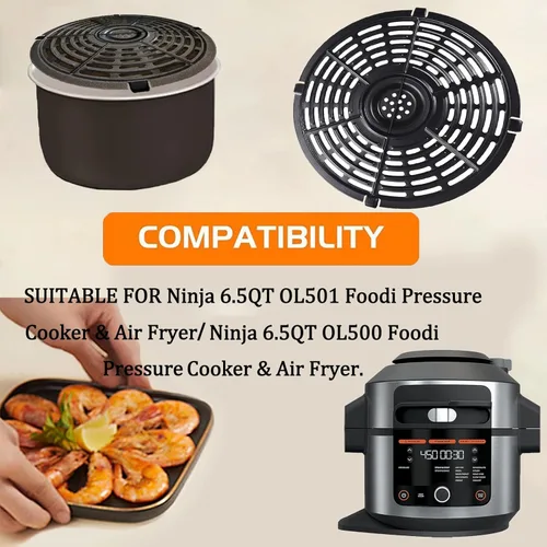 Miniatura 2 de Bandeja para freidora de aire de 6.5 cuartos de galón para olla a presión y freidora de aire Foodi Ninja OL500 OL501 de 6.5 cuartos de galón