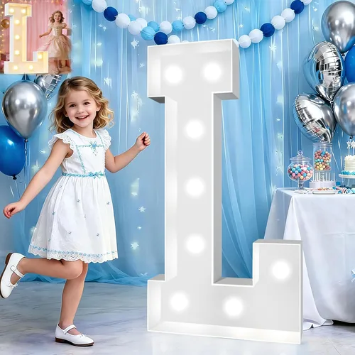 Miniatura 16 de Pooqla Letras de marquesina iluminadas de 3 pies, letras de marquesina con luz LED blanca fría y blanca cálida, letras de mosaico gigante para Letra