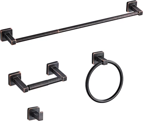 Miniatura 17 de Juego de 4 piezas de accesorios de baño de color dorado cepillado claro, juego de toallero de acero inoxidable montado en la pared, incluye toallero