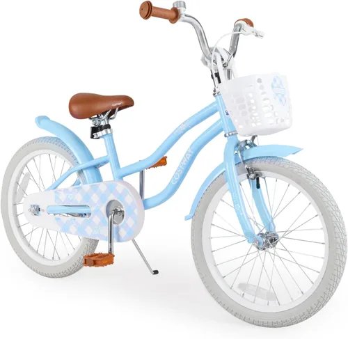 Miniatura 26 de COSTWAY Bicicleta para niños de 12, 14, 16, 18 pulgadas, bicicleta para niños con ruedas de entrenamiento, frenos de mano y posavasos, sillín