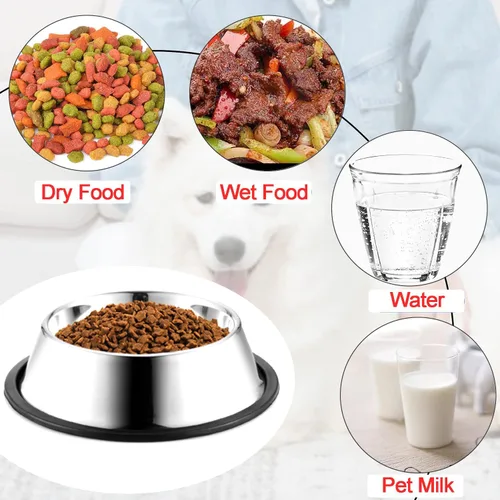 Miniatura 4 de WEDAWN Cuencos de acero inoxidable para perros, 1 taza/8 onzas, cuenco para agua y alimentos con base de goma, cuencos para mascotas para perros
