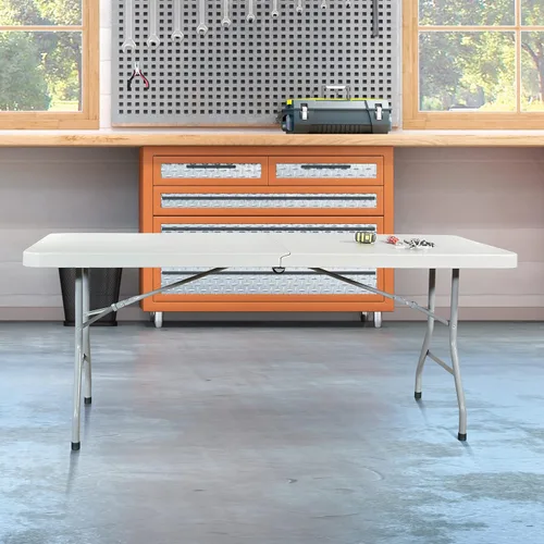Miniatura 2 de Mesa cuadrada de resina multiuso Office Star Work Smart 36 x 36 x 29 pulgadas, MetalPlástico/Resina, Blanco
