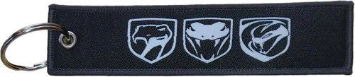 Detroit Shirt Company Dodge Viper Trilogo Sneaky Pete, Stryker, llavero tejido con logotipo de colmillos de 5 x 1 pulgada | Logotipo del cargador