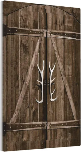 Miniatura 1255 de Placa Decorativa de Pared de Granja Rústica con Cuerno de Madera para Puerta de Granero 1 Banda Duplex Cubiertas de Toma Eléctrica Soltera