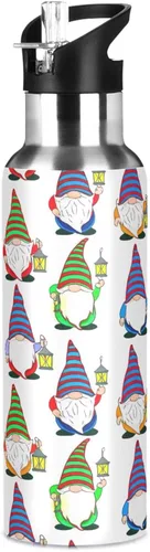 Miniatura 8 de Insulated Stainless Steel Water Bottle with Straw 20 Oz, Leakproof Water Bottles for Gym Outdoor Travel School, Cute Gnomes
