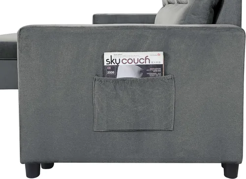 Miniatura 6 de Lilola Home Ivy - Sofá cama modular reversible de terciopelo de 82 pulgadas con diván de almacenamiento, sofá extraíble en forma de L que ahorra