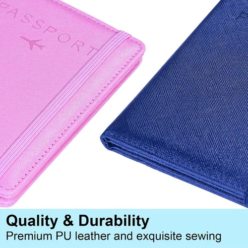Miniatura 2 de Funda para pasaporte y tarjetero, Azul oscuro y rosa, Funda para pasaporte de viaje