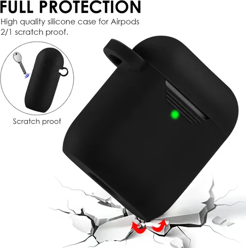 Miniatura 2 de Filoto Compatible con Funda para Air pod, Linda Funda Apple 2/1 para Mujeres, Funda Protectora de Silicona con Llavero de Pulsera (Negro)