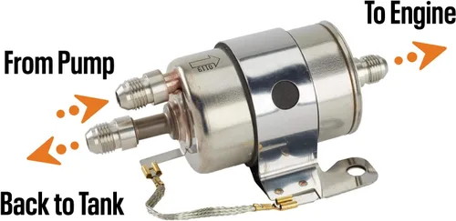 Miniatura 3 de Speedway Motors Regulador de Filtro de Combustible AN6 Deluxe para LS Swap, 58 PSI, Entrada AN6 Integrada, Salida AN6, Filtro de 5 Micrones, Incluye