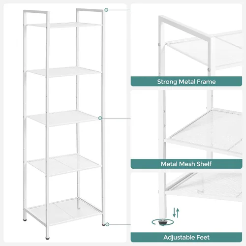 Miniatura 7 de SONGMICS Estante de almacenamiento de 5 niveles, estante de baño, soporte extensible para plantas con estante ajustable, para baño, sala de estar