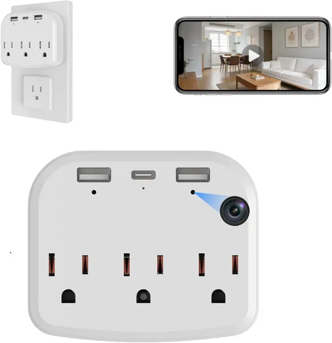 Cámara de salida de pared oculta, cámara de seguridad WiFi de doble banda 1080P de 2.4G/5GHz con detección de movimiento para el hogar, monitoreo de