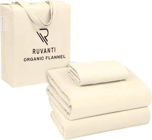 Miniatura 30 de RUVANTI Juego de sábanas de franela tamaño King - 100% algodón cepillado, juego de sábanas de cama tamaño King - bolsillos profundos de 16 pulgadas