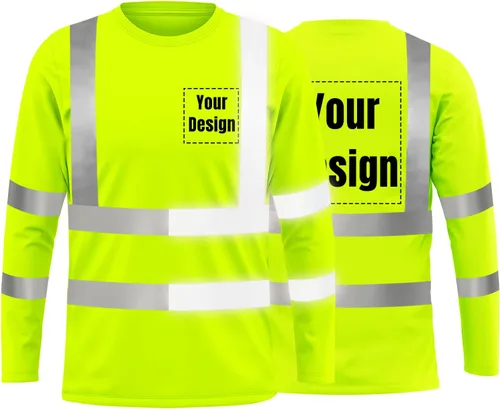 La alta visibilidad reflexiva de las camisetas de la seguridad del logotipo de encargo Hola Vis de Verde neón - Estilo 8