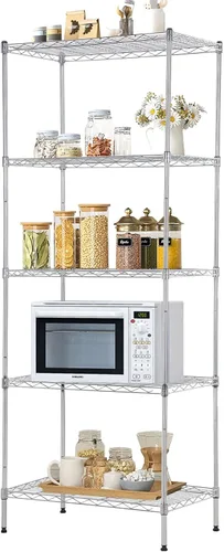 Miniatura 8 de NSF - Estantería de alambre de 5 niveles, estantes de almacenamiento de acero comercial de grado comercial, 24 pulgadas de largo x 14 pulgadas