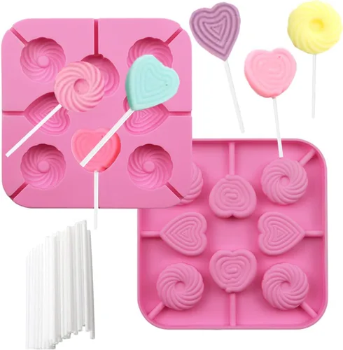 Miniatura 6 de Paquete de 2 moldes de silicona para piruletas de Pascua, 8 moldes de silicona para piruletas de conejito de cavidad, molde de caramelo duro