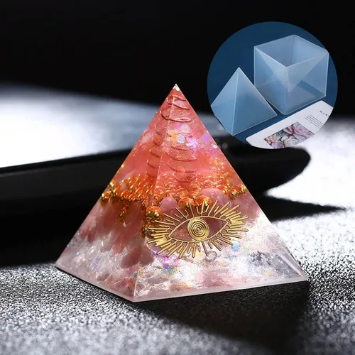 Miniatura 3 de Moldes de pirámide de silicona transparente supergrandes, 3 piezas, interior de 4.7 a 7.5 pulgadas, moldes de resina de silicona para orgonita