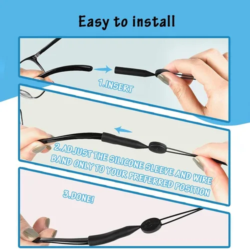 Miniatura 5 de Paquete de 4 correas ajustables para gafas, retenedor de lentes duradero e impermeable, soporte antideslizante para lentes de sol