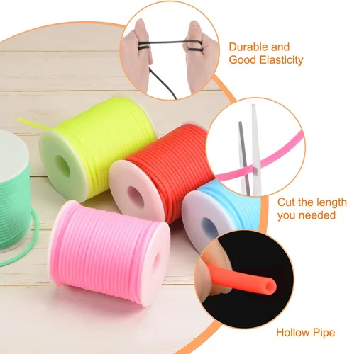 Miniatura 4 de HARFINGTON Tubo hueco de goma de 16 pies 1/8 pulgadas de diámetro y 1/16 pulgadas de orificio de silicona para hacer joyas, collares, pulseras