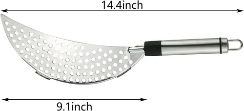 Miniatura 6 de Tegg Crescent - Colador de pasta de acero inoxidable para grasa, escurridor con mano para diferentes ollas, herramienta de cocina