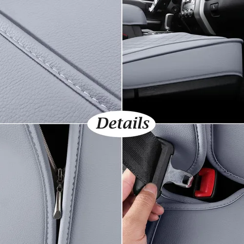 Miniatura 7 de Coverado Fundas de asiento para Toyota Tundra, juego completo de fundas de asiento de automóvil compatibles con Toyota Tundra Crew 2007-2021, Gris