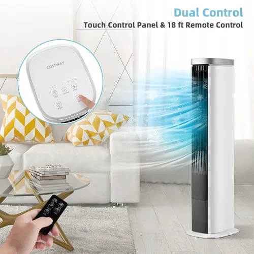 Miniatura 6 de COSTWAY Enfriador de aire evaporativo, enfriador de torre sin aspas de 40 pulgadas con control remoto, 4 paquetes de hielo, 4 velocidades