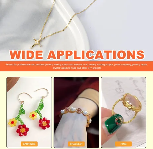 Miniatura 7 de Tanstic Kit de 1251 piezas de suministros para hacer joyas, kit de fabricación de joyas con alicates de joyería, anillos de salto, alambres