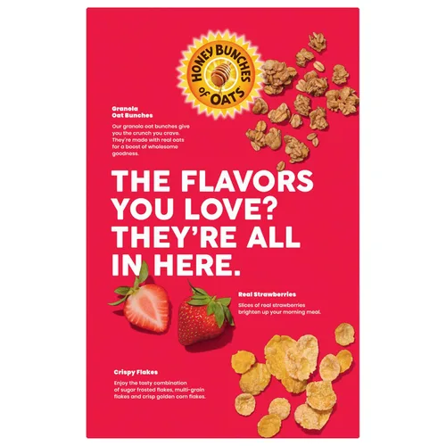 Miniatura 8 de Honey Bunches of Oats con Fresas Reales Cereal de Desayuno, Cereal de Fresa con Avena y Racimos de Granola, Bajo en Grasa con Granos Enteros, Caja