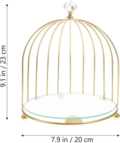 Miniatura 2 de BESTonZON Jaula de pájaros de metal dorado, soporte para cupcakes, postres para bodas, fiestas, cumpleaños, celebraciones de ducha, decoración