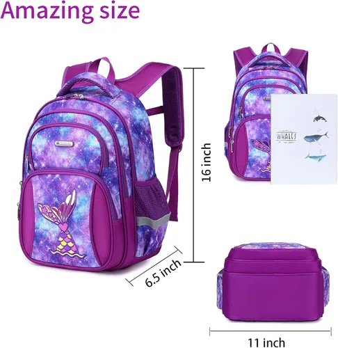 Miniatura 6 de Mochila infantil para niñas, preescolar, primaria, kínder, 15.6 pulgadas, multifuncional, bonita gran capacidad