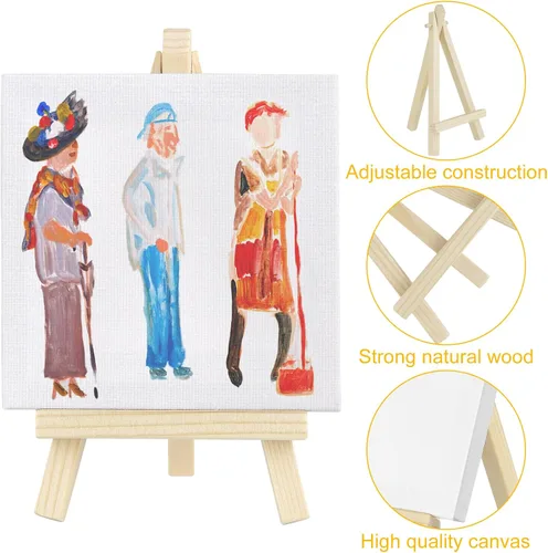 Miniatura 4 de 8 juegos de pintura de acuarela, suministros para fiestas, mini lienzo de pintura y caballete con mini juegos de pintura de acuarela de 4 x 4, mini