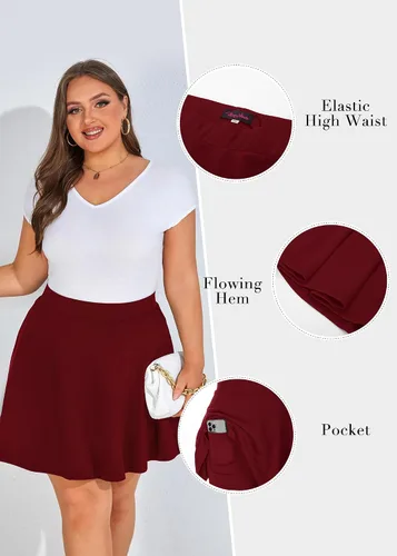 Miniatura 4 de Hanna Nikole - Minifalda básica para mujer, de talla extragrande, falda pantalón básica y versátil, de tenis, falda skater con bolsillos