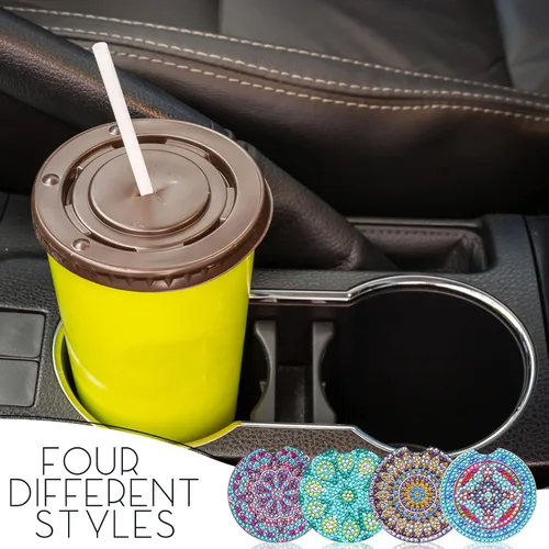 Miniatura 3 de Sinmoe 4 posavasos de auto con diseño de mandala, para bebidas, kit de pintura de diamantes, estilo mandala para adultos, principiantes, suministros