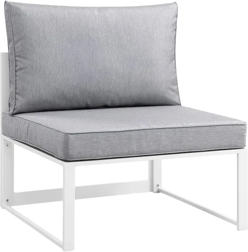 Miniatura 7 de Modway Fortuna otomana de aluminio para patio al aire libre, color blanco y gris Blanco Gris