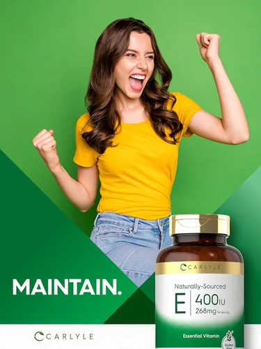 Miniatura 6 de Carlyle Cápsulas blandas de vitamina E de 400 UI 250 unidades Suplemento de origen natural para hombres y mujeres Sin OMG y sin gluten