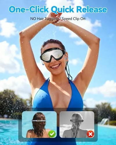 Miniatura 6 de Aegend - Nuevas gafas de natación de visión amplia para adultos, con protección antiniebla/UV, sin fugas, con tapones para los oídos para hombres