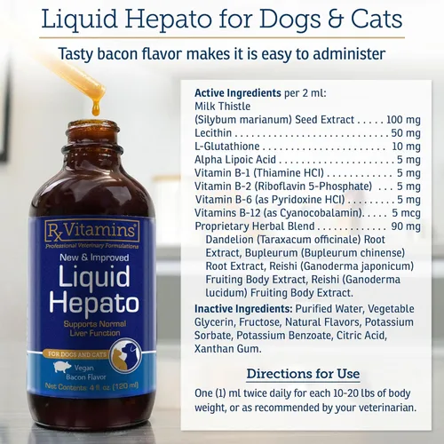 Miniatura 5 de Rx Vitamins Soporte hepato líquido para perros y gatos, suplemento de apoyo hepático con cardo mariano para perros (silimarina y silibinina)