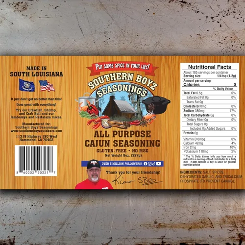 Miniatura 2 de Condimento Southern Boyz Todo Propósito Estilo Cajún – Sin Gluten, Sin MSG, Shaker de 8 oz – Mezcla Versátil de Especias y Condimento para Carnes