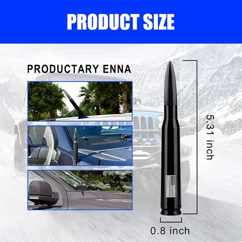 Miniatura 2 de gunhunt 1 PC Diseño de Bandera Americana Antena para Coche y Camión, Antena de Bala para Coche y Camión, Diseño Antirrobo Mejora la Señal Reemplazo