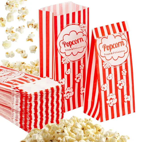 Miniatura 10 de MAQIHAN 500 bolsas de palomitas de maíz de 1 onza a granel, pequeñas bolsas de papel desechables para palomitas de maíz, suministros de noche