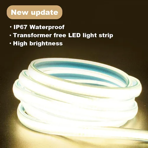 Miniatura 3 de Tira de luz LED 3000K AC 110V 1M Iluminación impermeable 110 voltios Tira de luz LED COB enchufable 1 metro Blanco cálido para iluminación