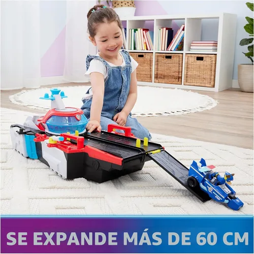 Miniatura 2 de Paw Patrol: The Mighty Movie, Cuartel General Portaaviones, con Figura de Acción de Chase y Mighty Pups Cruiser, Juguetes para Niños y Niñas de 3+