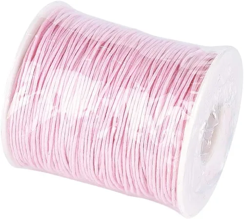 Miniatura 5 de Cordón de algodón encerado rosa de 300 pies de hilo trenzado para cuentas y collar de 0.039 in (0.04 pulgadas) con carrete para pulseras, collares
