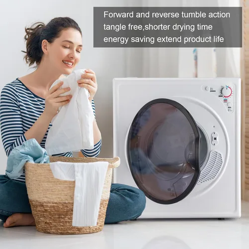 Miniatura 7 de ROVSUN Secadora de ropa portátil de 9 libras -1400 W con perilla de fácil control, color blanco