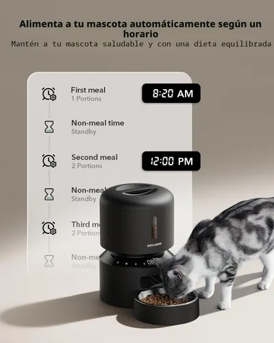 Miniatura 4 de PETLIBRO Comedero automático para gatos – Dispensador programable de alimentos para mascotas de 3 litros con almacenamiento hermético, control