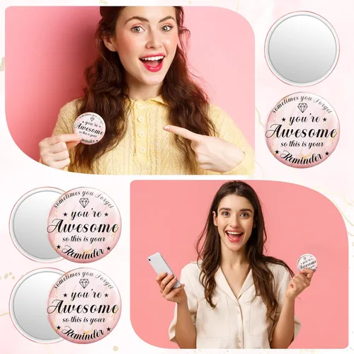 Miniatura 4 de Tradder 18 piezas de espejo compacto a granel para mujeres, regalo de belleza rosa, día de la madre, regalos inspiradores de agradecimiento