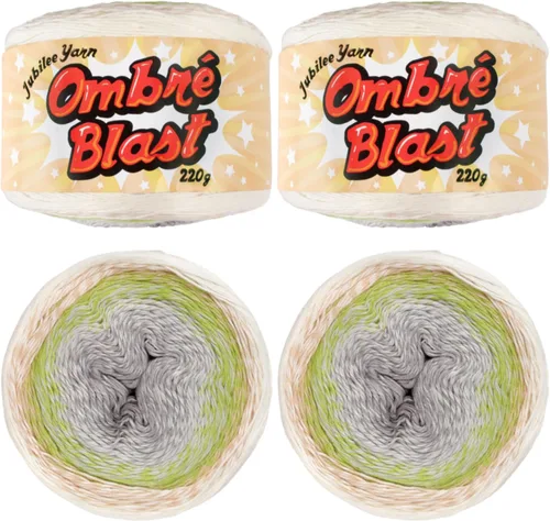 Miniatura 59 de JubileeYarn Hilo Ombré Blast - 220g/pastel Algodón Peso Bebé - Cripta de Hielo - 1 Pastel 119 Cripta de hielo