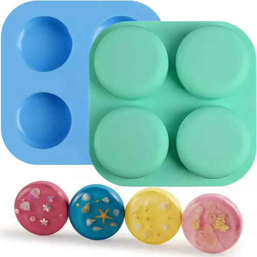 Miniatura 24 de Sakolla Paquete de 2 moldes cilíndricos de silicona para jabón, 15 moldes redondos de silicona para jabón hecho a mano, barras de loción, bombas