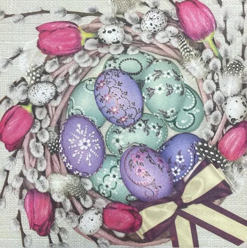 Miniatura 7 de Servilletas de papel de Pascua de 13 x 13 pulgadas, 20 unidades, servilletas de cóctel de cereza impresas de 3 capas para fiestas, servilletas