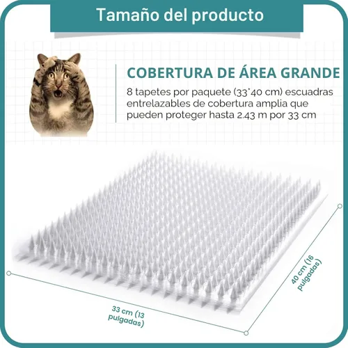 Miniatura 4 de Paquete de 8 alfombrillas disuasorias para gatos para exteriores e interiores, tapetes de entrenamiento disuasorio para mascotas, mantiene alejados