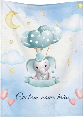 Miniatura 14 de Manta de bebé personalizada con nombre personalizado, manta de elefante para niñas y niños (rosa)